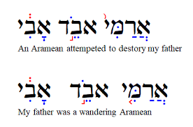 Example of Hebraic diacritization (blue) with cantillation (red)